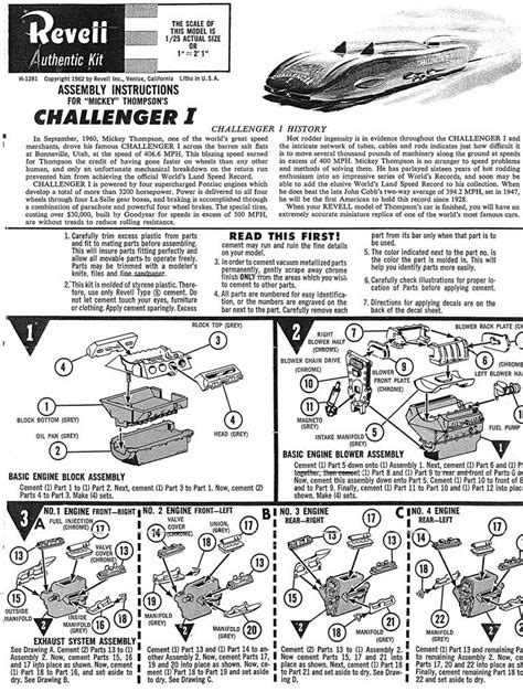 Photo Instructions Page 1 Revell Mickey Thompsons Challenger I H