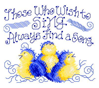 You can find my bears, beets, battlestar galactica pattern here. Find a Song Cross Stitch Pattern sayings