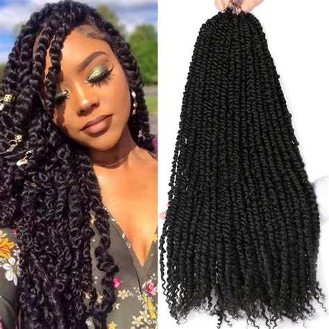 Full Star Ombre Fluffy Kinky Curly Twist Braiding Hair Bulk 18 Synthetic Long Passion Spring