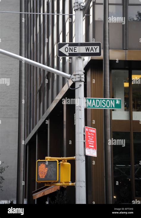 New York City Signs Dont Walk Red Hand Light Sign Madison Avenue One