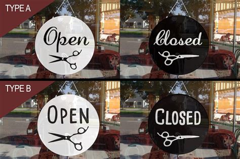 Hair Salon Open Closed Signstore Sign Business Sign Circle Etsy