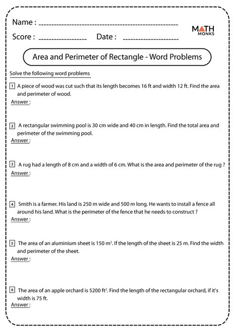 perimeter word problems worksheet