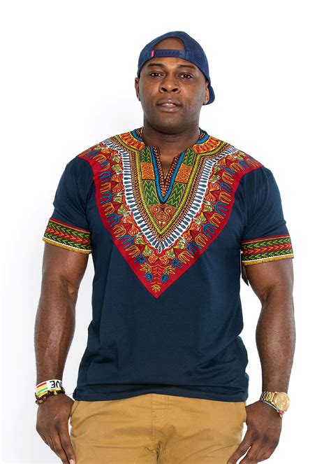 Men S African Print Dashiki T Shirt Navy African Shirts African
