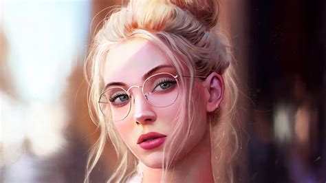 Download Lipstick Blonde Glasses Face Woman Artistic 4k Ultra Hd
