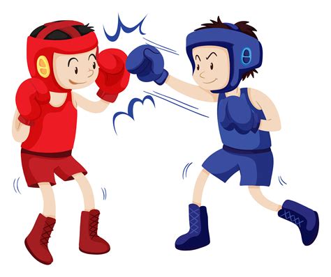 Boxers In Blue And Red Outfits 366485 Vector Art At Vecteezy