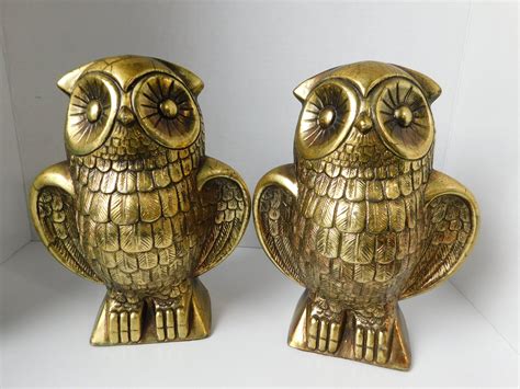 1970s Syroco Composite Wood Gold Owls Bookends Made In Usa Syracuse