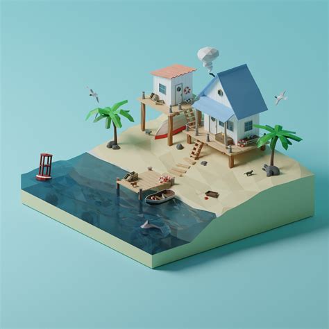 Artstation Low Poly Beach Scene