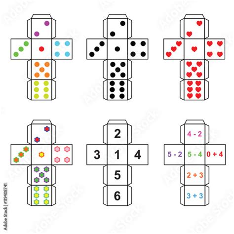 A Set Of Six Variants Of Dice Paper Template Cut Out Fold And Glue