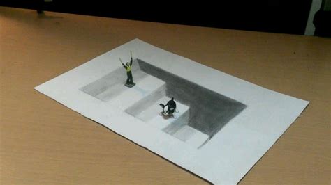 【トリックアート】紙の中に階段を描く方法 3d Trick Art Youtube
