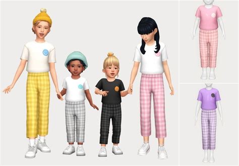 Smiley Gingham Set Casteru On Patreon Sims 4 Cc Kids Clothing Sims