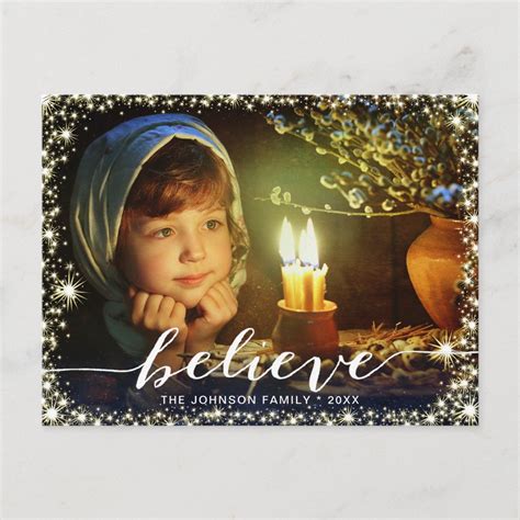 Believe Christmas Holidays Photo Greeting Postcard Zazzle