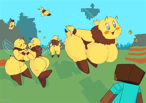Rule 34 3 Antennae Anthro Bee Bee Minecraft Big Ass Big Breasts Blue Eyes Blush Breasts