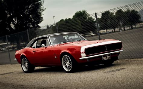 Chevrolet Camaro Red Muscle Car Hd Wallpaper Wallpapers Minimalist