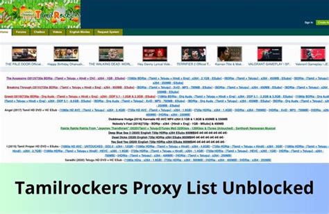 Tamilrockers Proxy List Unblocked 100 Working Sites