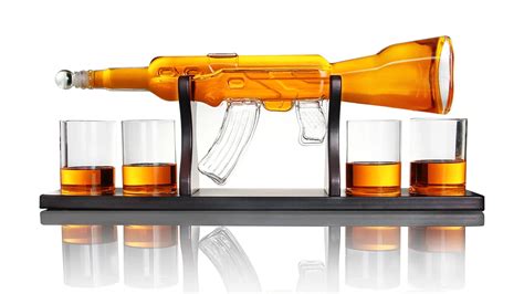 Ak 47 Gun Shaped Bottle Glass Whiskey Decanter Liquor Dispenser For Bourbon Vodka Tequila