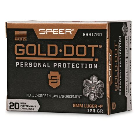 Speer Gold Dot 9mmp Gdhp 124 Grain 20 Rounds 710887 9mm Ammo At