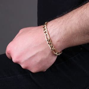 14K Solid Gold Figaro Mariner Chain Bracelet 8mm Layering Etsy