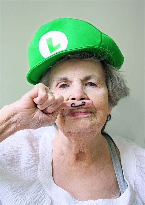 I Wish This Was My Grandma Luigi Funny Old People Mario Golden Oldies Moustache Getting Old