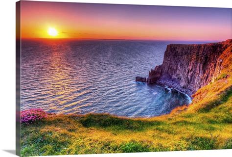Cliffs Of Moher At Sunset Co Clare Ireland Wall Art Canvas Prints