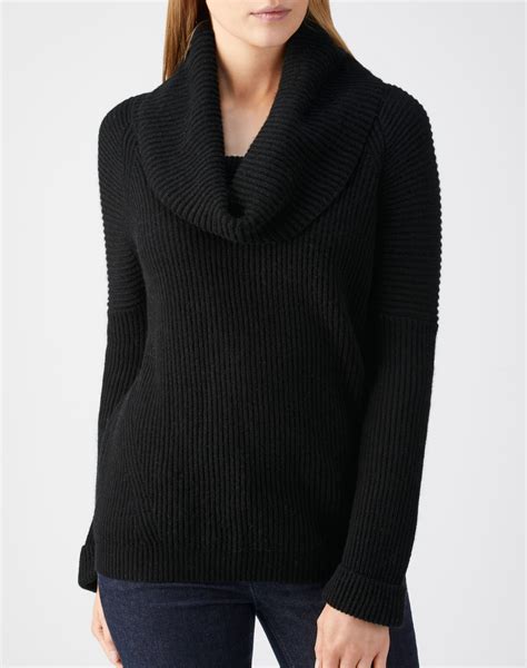Black Toccato Ribbed Cowl Neck Sweater Pure Collection