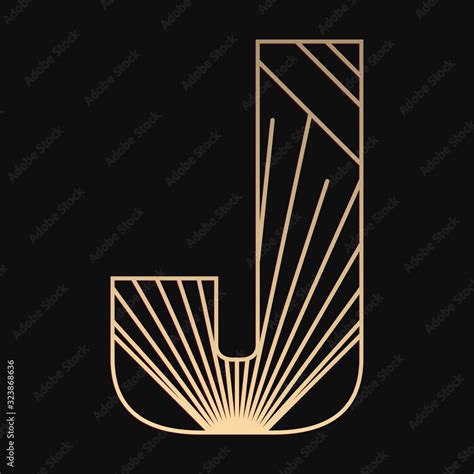 Laser Cutting Letter J Art Deco Vector Design Plywood Lasercut T