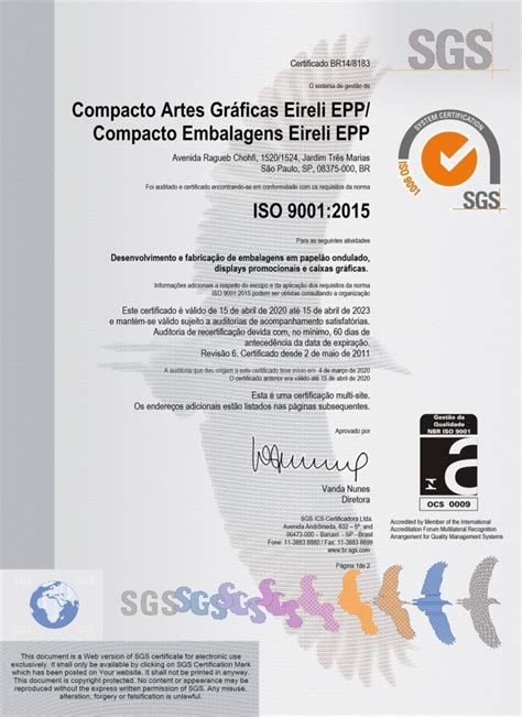 Certificação Iso 9001 Compacto Embalagens • Compacto Display