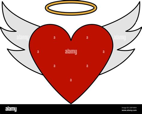 Valentine Heart With Wings And Halo Icon Stock Vector Image And Art Alamy