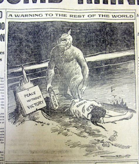 1918 Ww I Newspaper Political Propaganda Cartoon Depicting Germany As