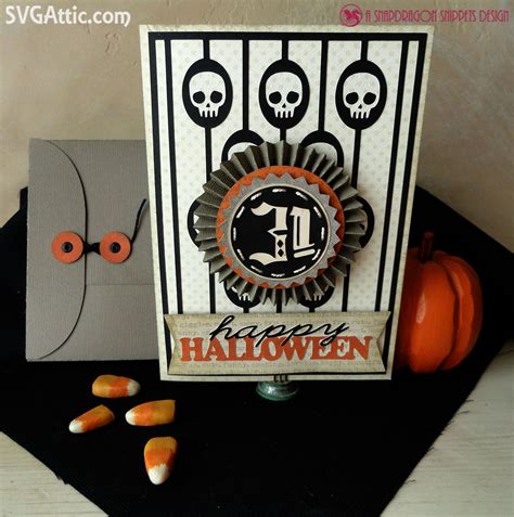 Skull And Rosette Happy Halloween Card Svg File From Svg Attic Jgw