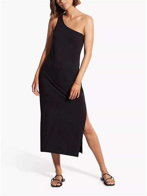 Seafolly One Shoulder Jersey Beach Dress Black At John Lewis And Partners
