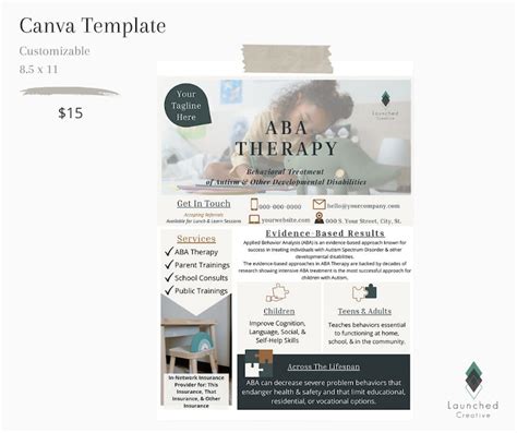 Aba Therapy Services Flyer Template Canva Etsy Canada