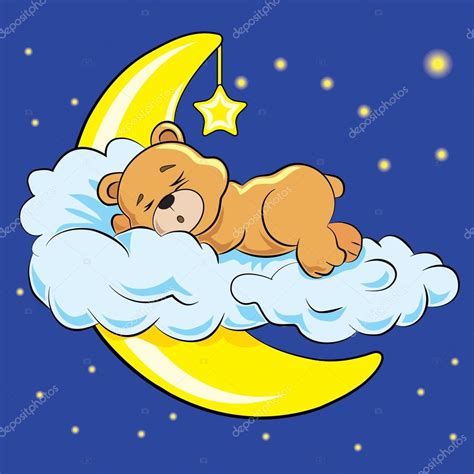 Bear Sleeping On Moon — Stock Vector © Vitasunny 64514231