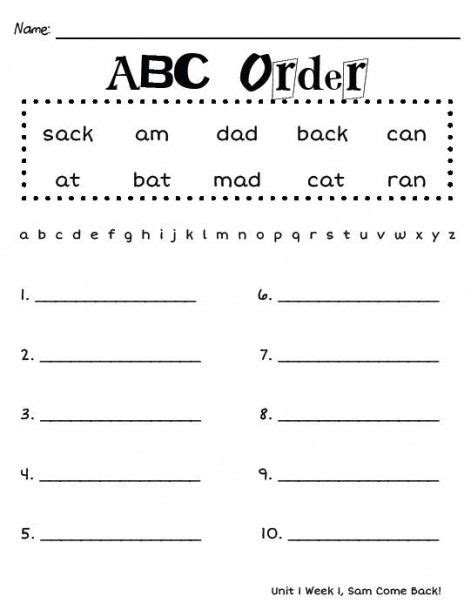 Abc Order 3rd Grade