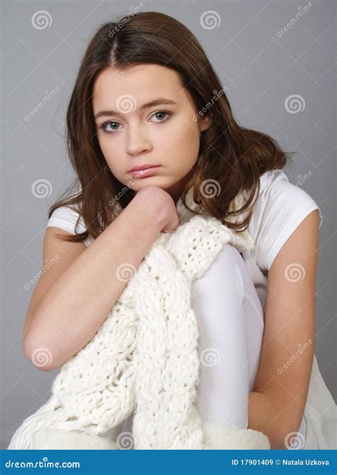Beautiful Girl Teenager With A Sad Face Stock Image Image Of Emotion