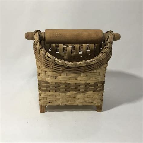 Rolling Pin Basket Recipe Card Basket Handwoven Basket Image 2 In