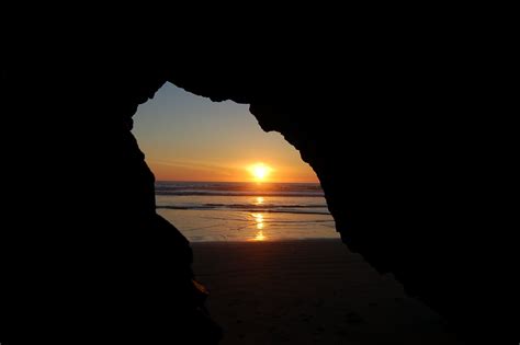 Pizmo Beach California Cave Sunset Hd Wallpaper