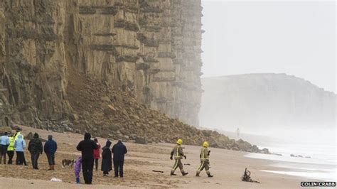 East Beach At West Bay Cordoned Off After Landslide Bbc News