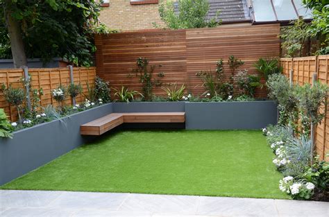 Small Garden Design Fake Grass Low Mainteance Contempoary