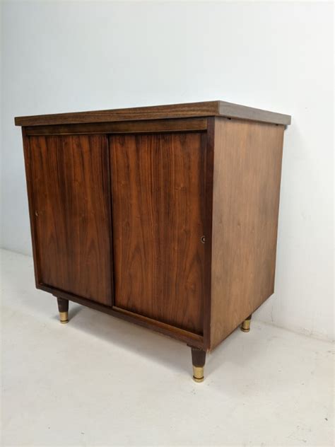 • removing melamine film or laminate from cabinet doors. Mid Century Modern Walnut Record Cabinet, Sliding Doors ...