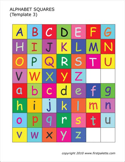 Printable alphabet letters and worksheets including letter and alphabet tracing pages, letter mazes, letter dot to dots, and educational worksheets such as these free alphabet printables for kids are wonderful for preschool and kindergarten children to learn their alphabet letters with additional fun. Squares | Free Printable Templates & Coloring Pages | FirstPalette.com