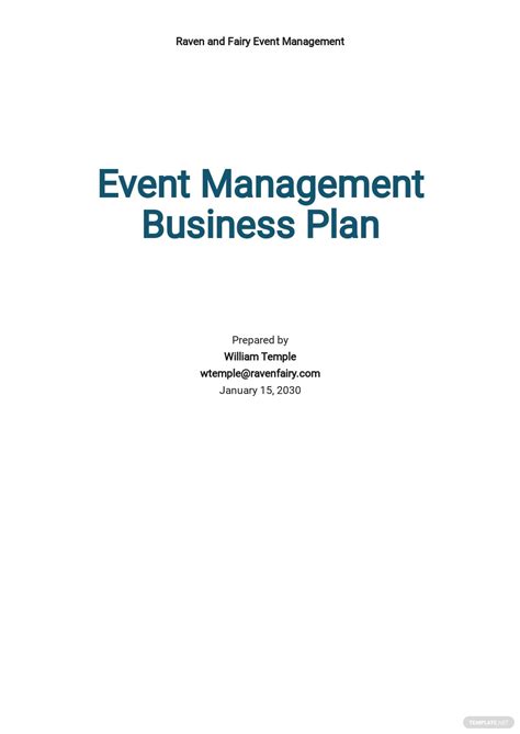 Event Management Business Plan Template Word