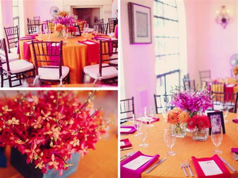 Orange and pink floral centerpiece with roses and ranunculus. Runway Fashions About Weddings: Fall Wedding Color ...