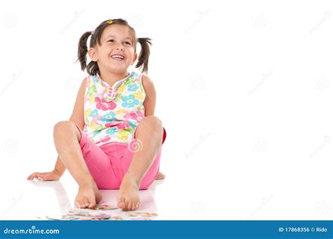 Smiling Happy Little Girl Sit Stock Photography