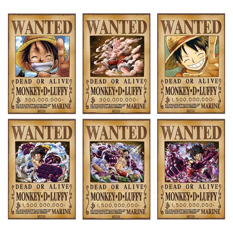 Mô Hình Giấy Poster Truy Nã Luffy Tất Cả Các Dạng One Piece