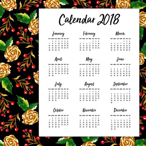 Acuarela Floral Calendario Anual Calendario Anual Calendario My XXX