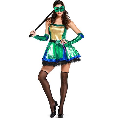 Halloween Nightclub Adult Female Warrior Green Ninja Women Dress Up