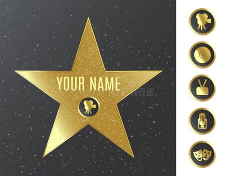 Hollywood Walk Of Fame Star Icons Set Realistic Vector Illustration