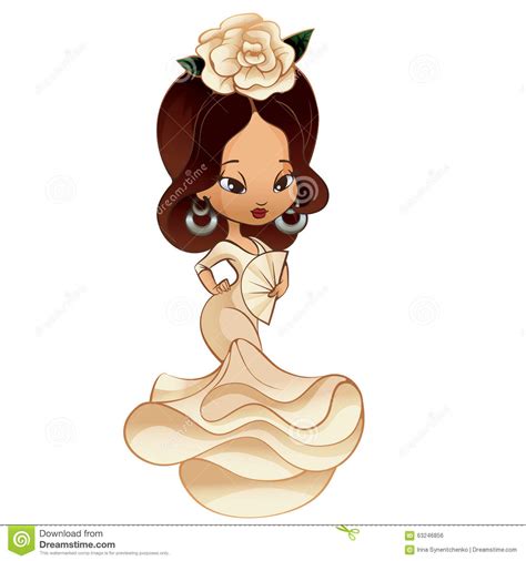 Latin Spanish Cute Chibi Cartoon Girl Stock Vector Image