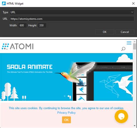 Add Html Widgets In Saola Animate 3 Atomi Systems Inc