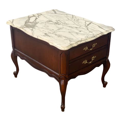 Vintage Hammary Furniture French Provincial Marble Top Side Table